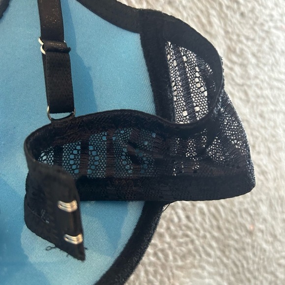 Hers by Herman Bra Women 32B Black Blue Lace Stripe Padded Underwire Push Up NEW - Picture 6 of 8